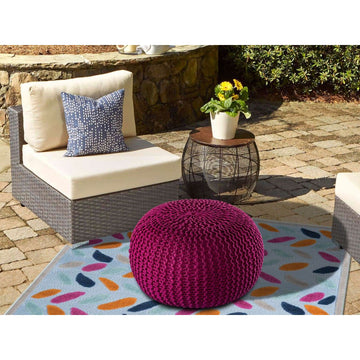 Pouf – Recycelter Kunststoff, Strick Design, Bordeaux Farbe, 45 cm - Premium | MVG Voglrieder