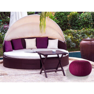 Pouf – Recycelter Kunststoff, Strick Design, Bordeaux Farbe, 45 cm - Premium | MVG Voglrieder