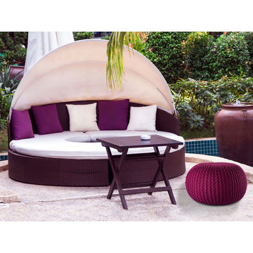 Pouf – Recycelter Kunststoff, Strick Design, Bordeaux Farbe, 45 cm - Premium | MVG Voglrieder