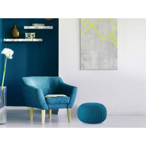 Pouf – Recycelter Kunststoff, Strick Design, Türkis Farbe, 45 cm - Premium | MVG Voglrieder