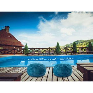 Pouf – Recycelter Kunststoff, Strick Design, Türkis Farbe, 45 cm - Premium | MVG Voglrieder