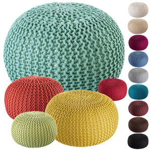 Pouf – Recycelter Kunststoff, Strick Design, Mint Farbe , 45 cm - Premium | MVG Voglrieder