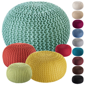 Pouf – Recycelter Kunststoff, Strick Design, Mint Farbe , 45 cm - Premium | MVG Voglrieder