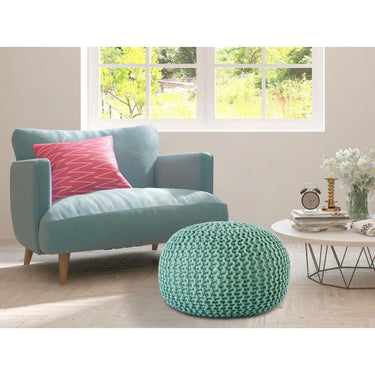 Pouf in Grobstrick-Optik, aus recyceltem Kunststoff, wasserfest & abwaschbar – Premium | MVG Voglrieder