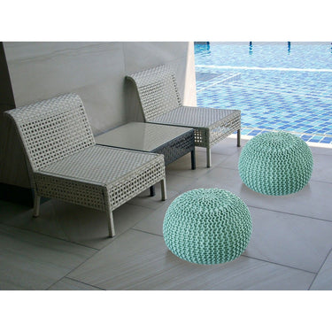 Pouf in Grobstrick-Optik, aus recyceltem Kunststoff, wasserfest & abwaschbar – Premium | MVG Voglrieder