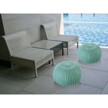 Pouf – Recycelter Kunststoff, Strick Design, Mint Farbe , 45 cm - Premium | MVG Voglrieder
