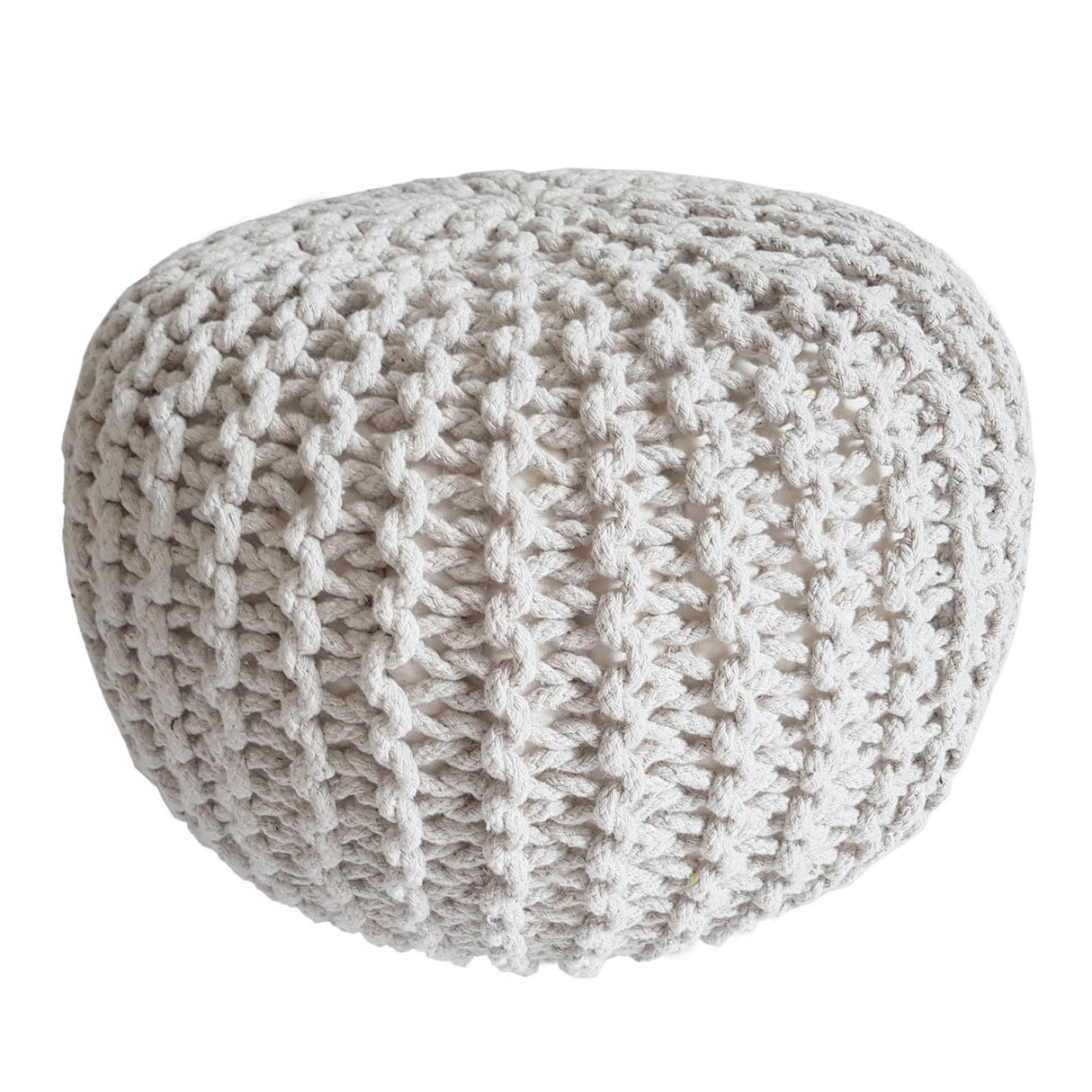 Pouf – Recycelte Baumwolle, Chunky Strick, Leinenweiß, 45 cm | MVG Voglrieder