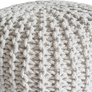 Pouf – Recycelte Baumwolle, Chunky Strick, Leinenweiß, 45 cm | MVG Voglrieder