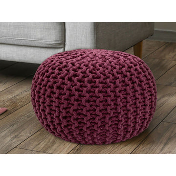 Pouf - Chunky Knit Look, Recycled Cotton, Compact Size | MVG Voglrieder
