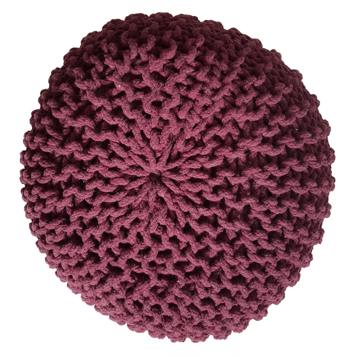 Pouf – Recycelte Baumwolle, Chunky Strick, Bordeaux Farbe, 45 cm | MVG Voglrieder