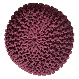 Pouf – Recycelte Baumwolle, Chunky Strick, Bordeaux Farbe, 45 cm | MVG Voglrieder