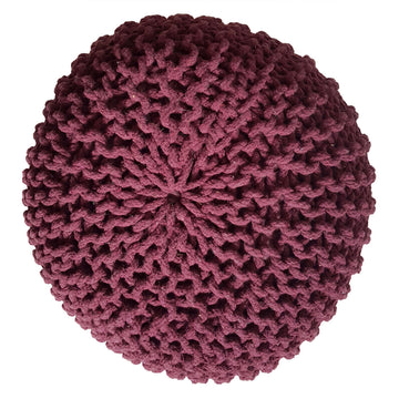 Pouf - Chunky Knit Look, Recycled Cotton, Compact Size | MVG Voglrieder