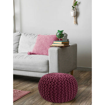 Pouf - Chunky Knit Look, Recycled Cotton, Compact Size | MVG Voglrieder