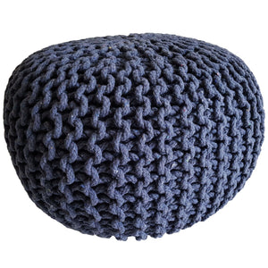 Pouf – Recycelte Baumwolle, Chunky Strick, Jeansblau Farbe, 45 | MVG Voglrieder