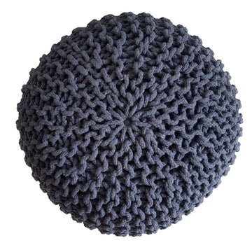 Pouf – Recycelte Baumwolle, Chunky Strick, Jeansblau Farbe, 45 | MVG Voglrieder