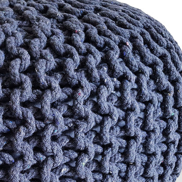 Pouf – Recycelte Baumwolle, Chunky Strick, Jeansblau Farbe, 45 | MVG Voglrieder