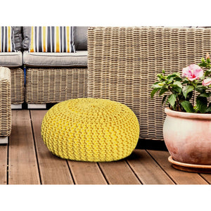 Pouf – Recycelter Kunststoff, Strick Design, Gelb Farbe, 55 cm - Premium | MVG Voglrieder