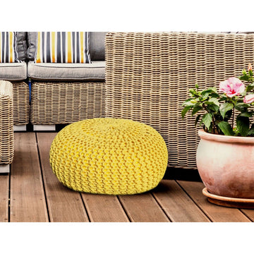 Pouf – Recycelter Kunststoff, Strick Design, Gelb Farbe, 55 cm - Premium | MVG Voglrieder