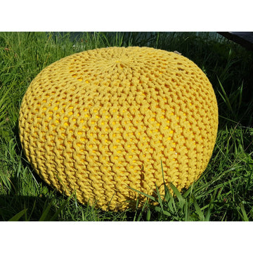 Pouf – Recycelter Kunststoff, Strick Design, Gelb Farbe, 55 cm - Premium | MVG Voglrieder