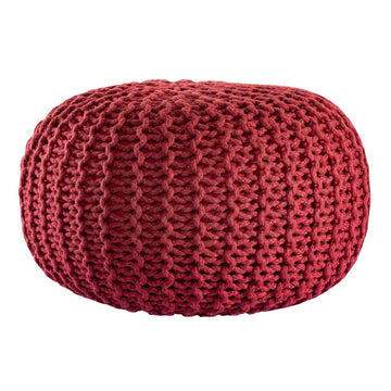 Pouf – Recycelter Kunststoff, Strick Design, Rostbraun Farbe , 55 cm- Premium | MVG Voglrieder