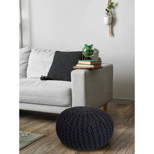 Pouf – Recycelte Baumwolle, Chunky Strick, Anthrazit Farbe, 55 cm | MVG Voglrieder