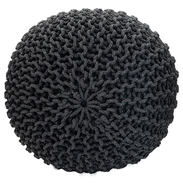 Pouf – Recycelte Baumwolle, Chunky Strick, Steingrau. 55 cm | MVG Voglrieder