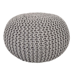 Pouf – Recycelte Baumwolle, Chunky Strick, Hellgrau Farbe, 55 cm | MVG Voglrieder