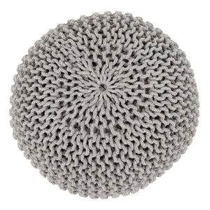Pouf – Recycelte Baumwolle, Chunky Strick, Hellgrau Farbe, 55 cm | MVG Voglrieder