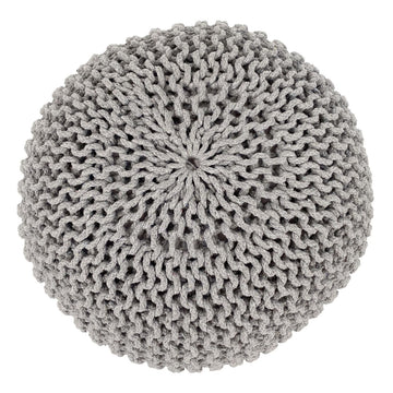 Pouf – Recycelte Baumwolle, Chunky Strick, Hellgrau Farbe, 55 cm | MVG Voglrieder