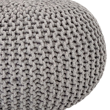 Pouf – Recycelte Baumwolle, Chunky Strick, Hellgrau Farbe, 55 cm | MVG Voglrieder