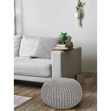 Pouf – Recycelte Baumwolle, Chunky Strick, Hellgrau Farbe, 55 cm | MVG Voglrieder