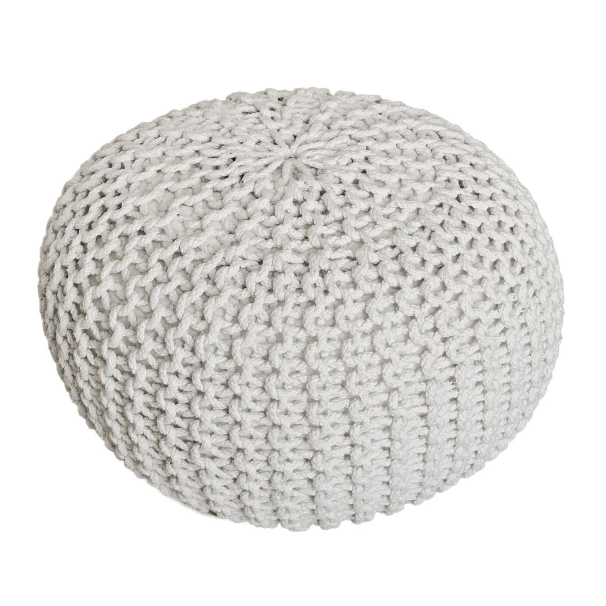 Pouf – Recycelte Baumwolle, Chunky Strick, Weiß Farbe, 55 cm | MVG Voglrieder