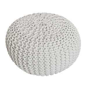 Pouf – Recycelte Baumwolle, Chunky Strick, Weiß Farbe, 55 cm | MVG Voglrieder