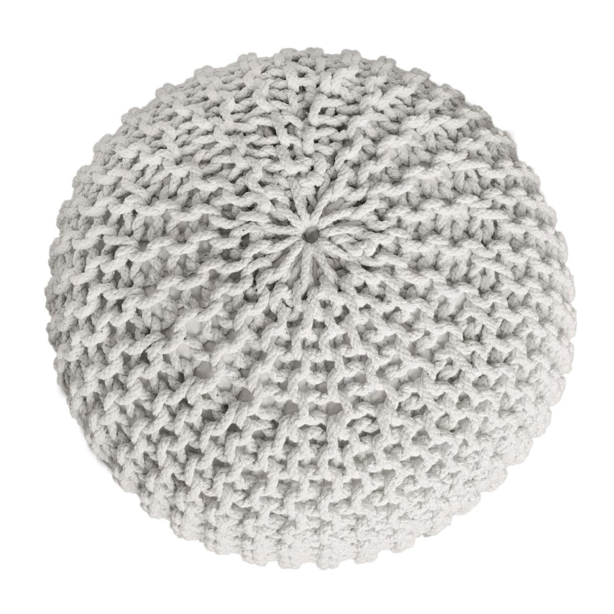 Pouf – Recycelte Baumwolle, Chunky Strick, Weiß Farbe, 55 cm | MVG Voglrieder