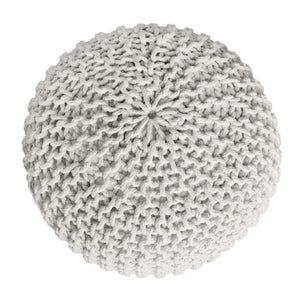 Pouf – Recycelte Baumwolle, Chunky Strick, Weiß Farbe, 55 cm | MVG Voglrieder