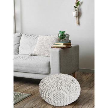 Recycled Cotton Pouffe, chunky knit design, round seat shape | MVG Voglrieder