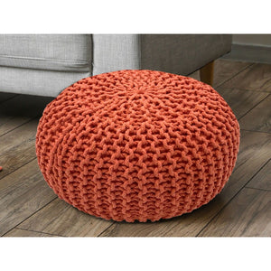 Pouf – Recycelte Baumwolle, Chunky Strick, Terracotta, 55 cm | MVG Voglrieder