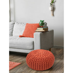 Pouf – Recycelte Baumwolle, Chunky Strick, Terracotta, 55 cm | MVG Voglrieder