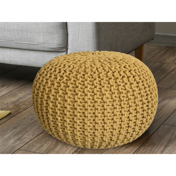 Pouf – Recycelte Baumwolle, Chunky Strick, Gelb Farbe, 55 cm | MVG Voglrieder
