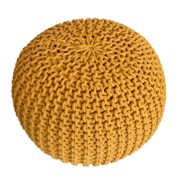 Pouf – Recycelte Baumwolle, Chunky Strick, Gelb Farbe, 55 cm | MVG Voglrieder