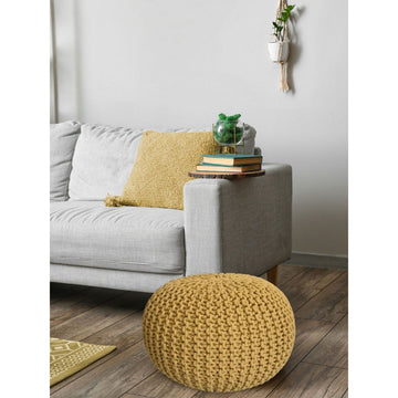 Pouf – Recycelte Baumwolle, Chunky Strick, Gelb Farbe, 55 cm | MVG Voglrieder