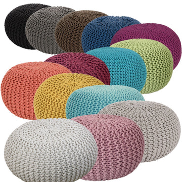 Pouf – Recycelte Baumwolle, Chunky Strick, Gelb Farbe, 55 cm | MVG Voglrieder