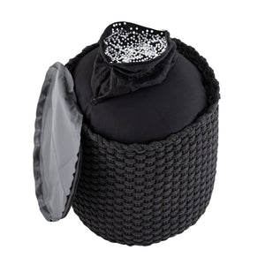 Pouf – Recycelter Kunststoff, Strick Design, Anthrazit Grau - Merino | MVG Voglrieder