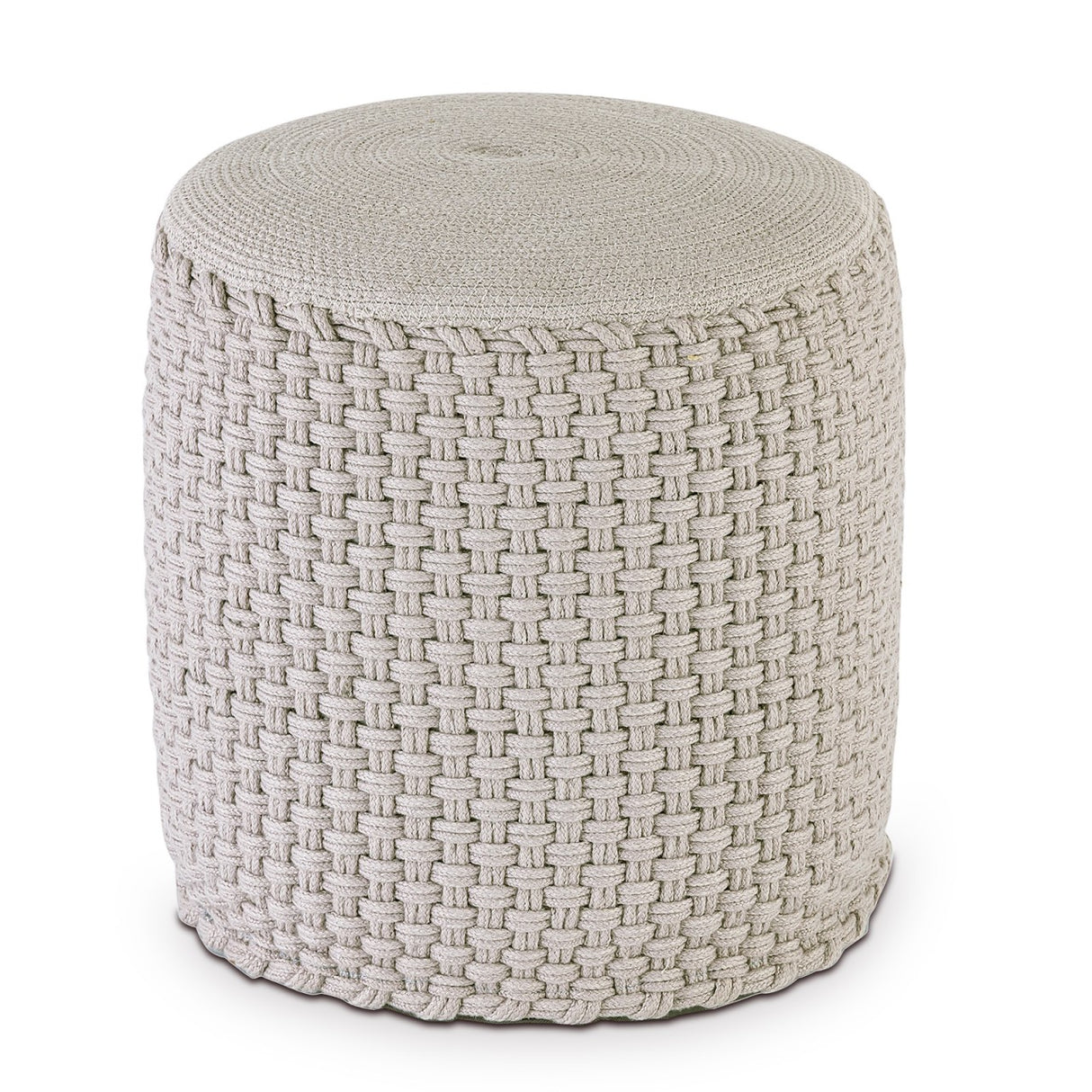 Pouf – Recycelter Kunststoff, Strick Design, Silber Grau - Merino | MVG Voglrieder
