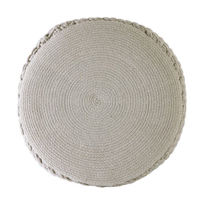 Pouf – Recycelter Kunststoff, Strick Design, Silber Grau - Merino | MVG Voglrieder