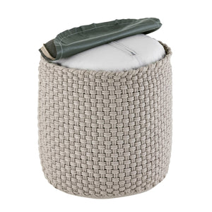 Pouf – Recycelter Kunststoff, Strick Design, Silber Grau - Merino | MVG Voglrieder