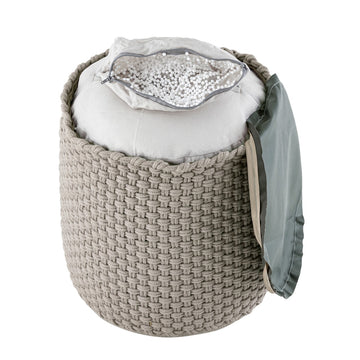 Pouffe made from recycled plastic, knitted look, refillable & suitable for outdoor use – Merino | MVG Voglrieder