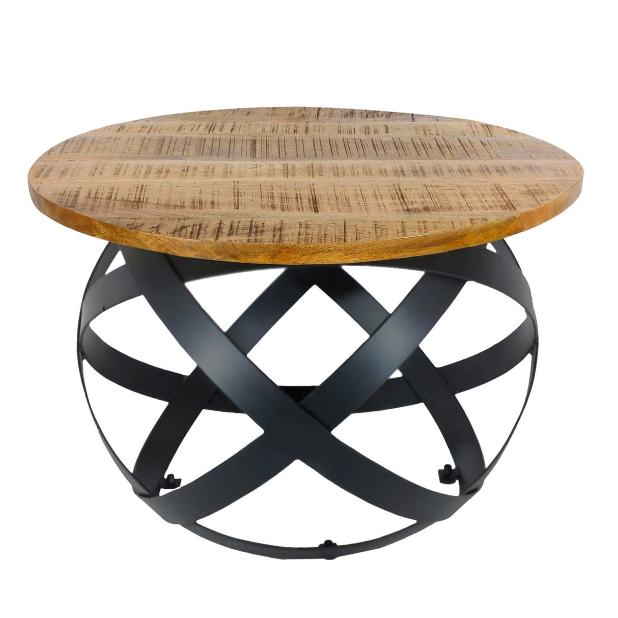 Beistelltisch – Recyceltes Holz, Metall Gestell, Schwarz Finish, 55 cm - Orbit | MVG Voglrieder