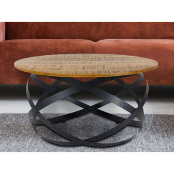 Beistelltisch – Recyceltes Holz, Metall Gestell, Schwarz Finish, 75 cm - Orbit | MVG Voglrieder