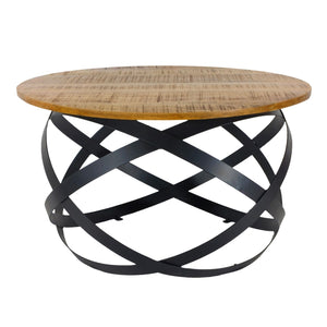 Beistelltisch – Recyceltes Holz, Metall Gestell, Schwarz Finish, 75 cm - Orbit | MVG Voglrieder